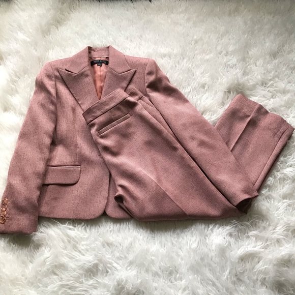 Anne Klein Jackets & Blazers - ANN KLEIN BLUSH PINK BLACK HERRINGBONE SUIT